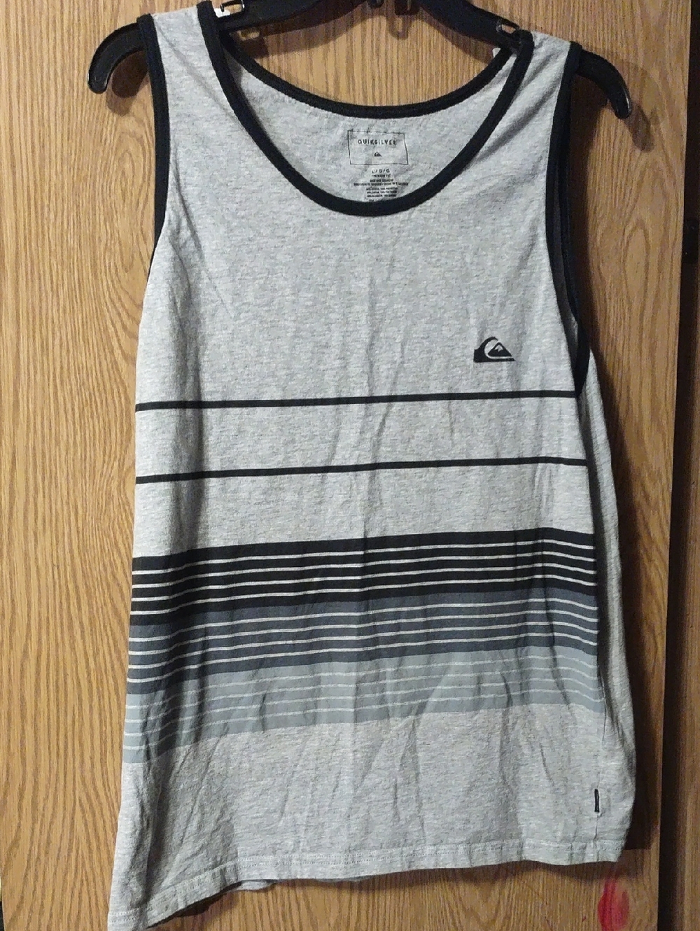 Quiksilver Light Gray Tank with Black Stripes